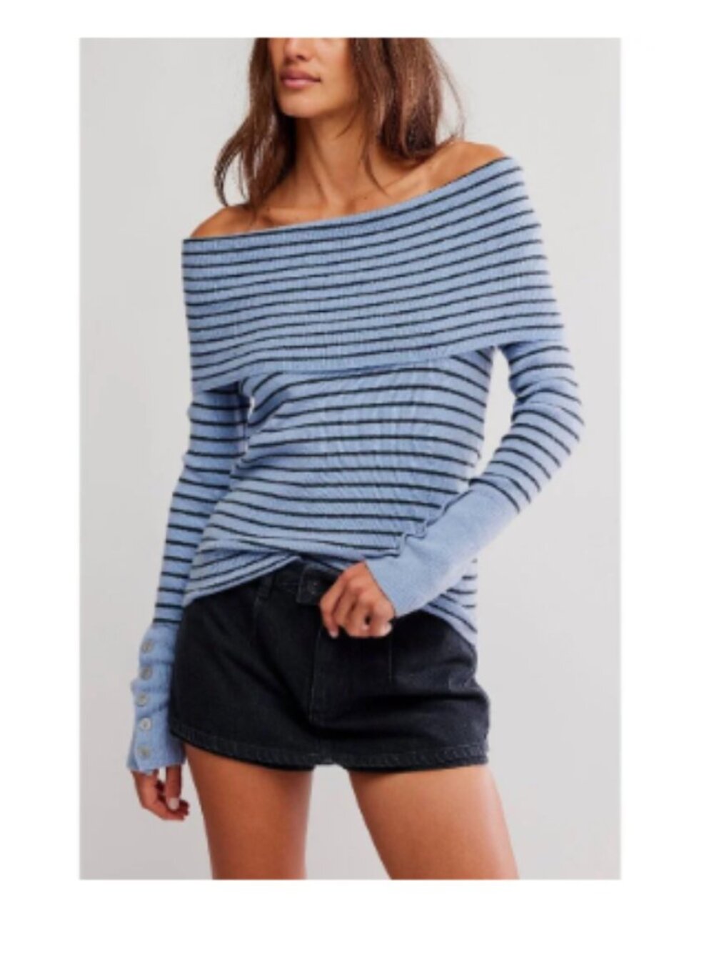 NWT FREE PEOPLE Evergreen Sweater / Peri Combo || L
